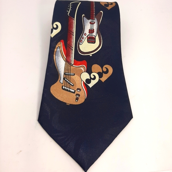 Steven Harris Hand Made Guitar Music Notes Neck Tie - Picture 1 of 4